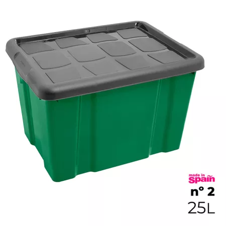 Caja de almacenamiento 25L verde y gris para hogar
