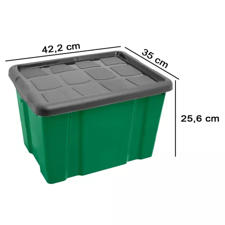 Caja de almacenamiento 25L verde y gris para hogar