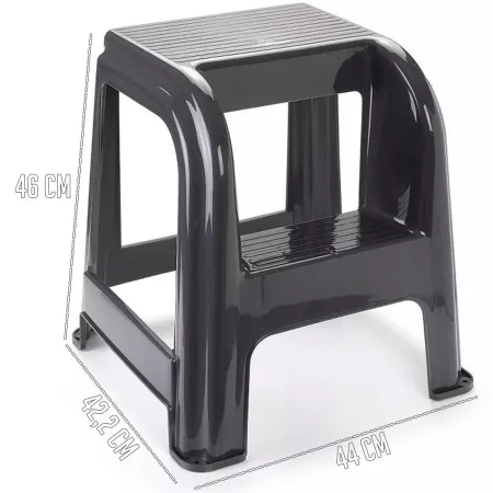 Taburete plástico gris oscuro resistente 150 kg para hogar