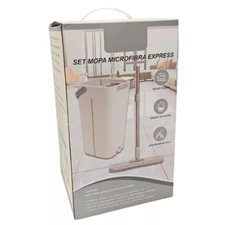 Set de Limpieza 180° con Mopa de Microfibra, Cubo y Mango Extensible