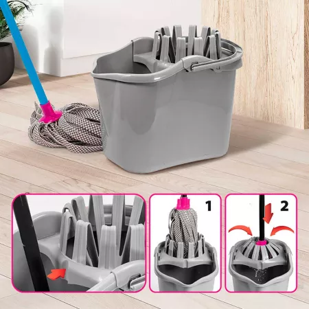 Cubo negro y azul 13,5L con Escurridor y Medidor - Hecho en España