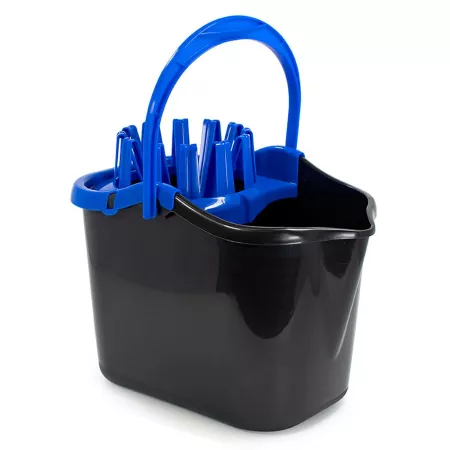 Cubo negro y azul 13,5L con Escurridor y Medidor - Hecho en España