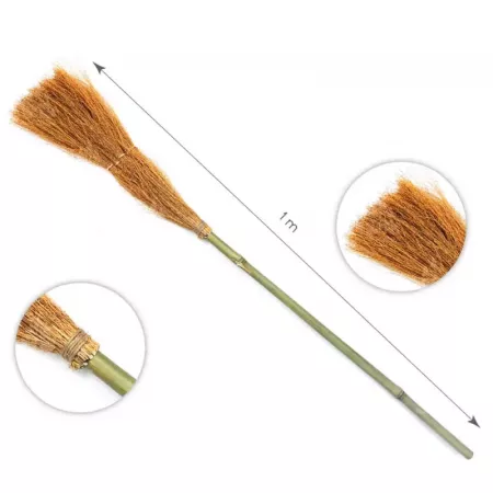Escoba de Bruja de Madera Resistente para Halloween y Carnaval Escoba de Bruja de Madera Resistente para Halloween y Carnaval