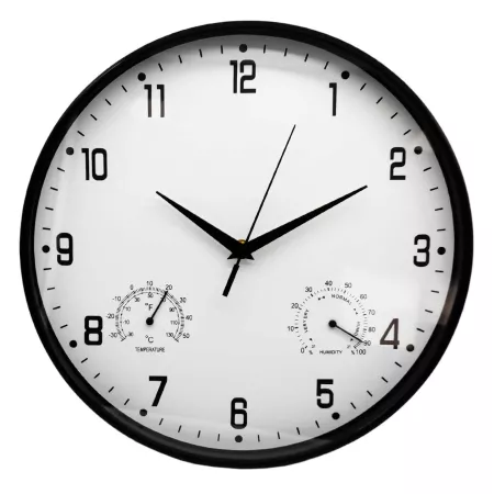 Reloj redondo de pared negro con números grandes 30 cm