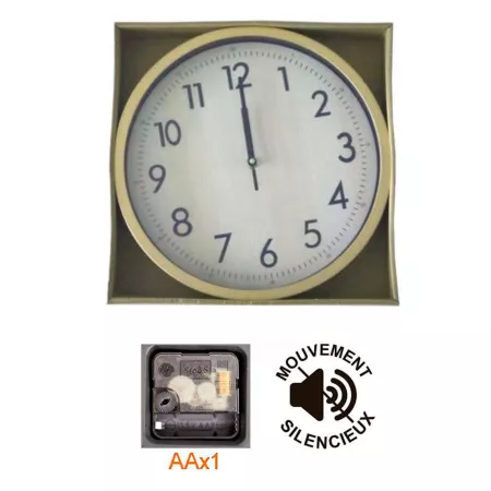 Reloj redondo de pared dorado con números grandes 30 cm