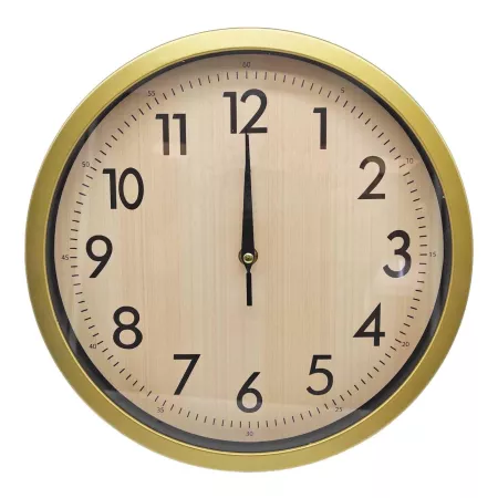 Reloj redondo de pared dorado con números grandes 30 cm
