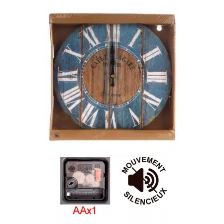 Reloj redondo de pared modelo Café de la Gare con números romanos grandes 30 cm