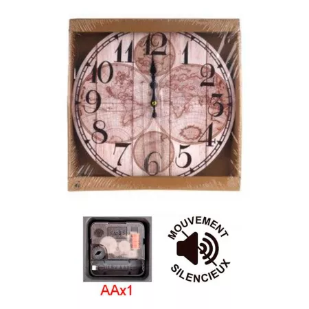 Reloj redondo de pared modelo Globos Terráqueos con números grandes 30 cm