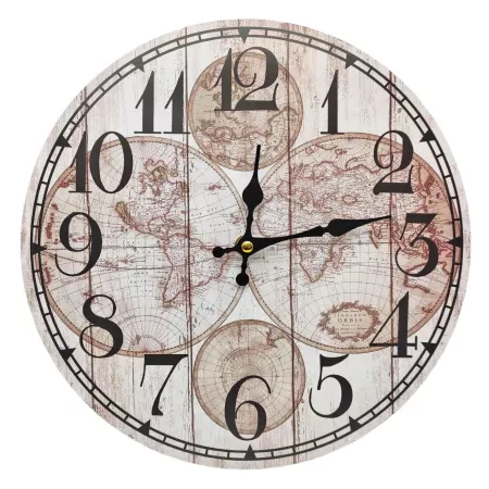 Reloj redondo de pared modelo Globos Terráqueos con números grandes 30 cm