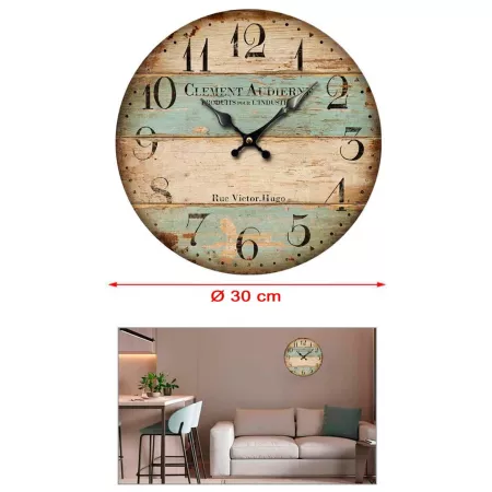 Reloj redondo de pared modelo Víctor Hugo con números grandes 30 cm