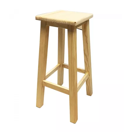 Taburete cuadrado de madera 70 x 29 cm, banqueta de madera natural con reposapiés, asiento para cocina, hogar, diseño clásico resistente