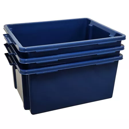 Contenedor apilable de almacenamiento 35L azul para hogar
