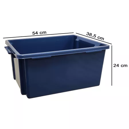 Contenedor apilable de almacenamiento 35L azul para hogar