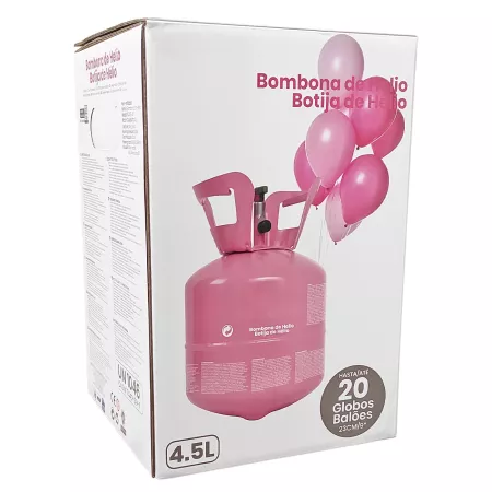 Bombona de helio de 4,5 litros, ideal para fiestas, cumpleaños y bodas.