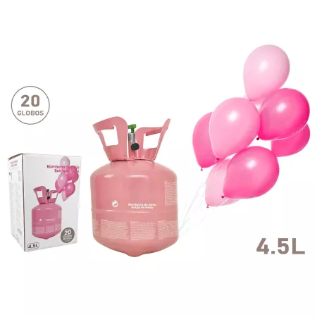 Bombona de helio de 4,5 litros, ideal para fiestas, cumpleaños y bodas.