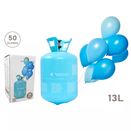 Bombona de helio de 13 litros, ideal para fiestas, cumpleaños y bodas.