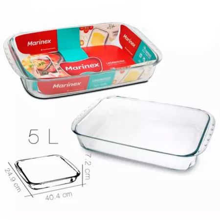 Fuente de vidrio templado 5L resistente y versátil para horno