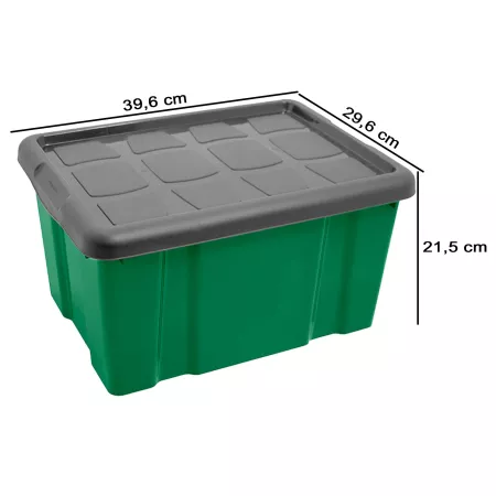 Caja de almacenamiento 16L verde y gris para hogar