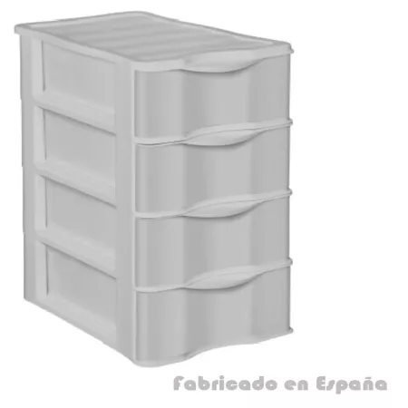Cajonera Plástica A4 Wagon 4 Cajones Gris Claro