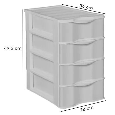 Cajonera Plástica A4 Wagon 4 Cajones Gris Claro