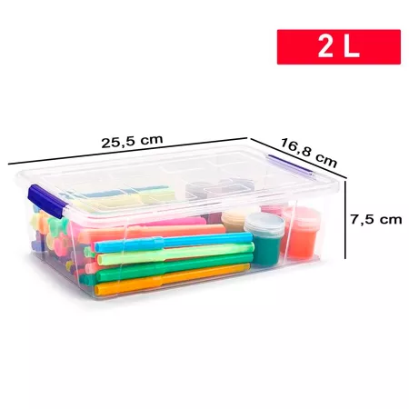 Pack 4 Cajas Transparentes 2L Apilables con Tapa Sellada