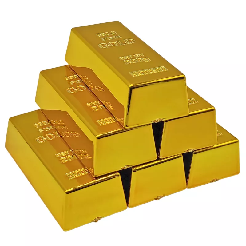 Pack de 6 Lingotes de Oro Falso de 6 cm perfectos para decoración.