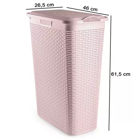 Cesto Ropa Sucia Rosa Palo 48,5L con Tapa y Asas Rattan