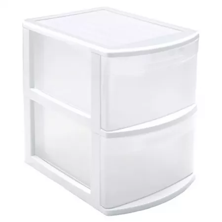 Cajonera Plástica 2 Cajones Blanca Transparente 40x28x39 cm Cajonera Plástica 2 Cajones Blanca Transparente 40x28x39 cm
