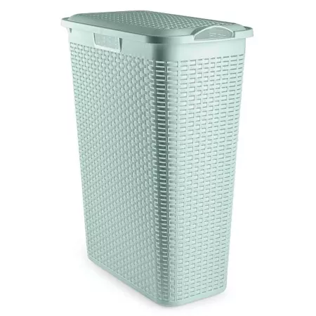 Cesto Ropa Sucia Verde Pastel 48,5L con Tapa y Asas Rattan