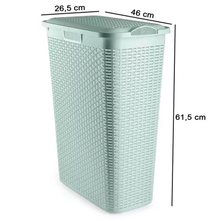 Cesto Ropa Sucia Verde Pastel 48,5L con Tapa y Asas Rattan