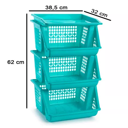 Verdulero Apilable Turquesa 3 Cestas | Organiza tu Hogar