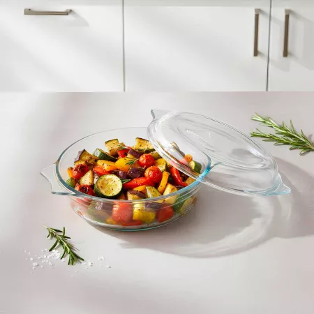 Cacerola Vidrio Borosilicato 3L con Tapa, Horno y Microondas