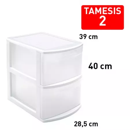 Cajonera Plástica 2 Cajones Blanca Transparente 40x28x39 cm Cajonera Plástica 2 Cajones Blanca Transparente 40x28x39 cm