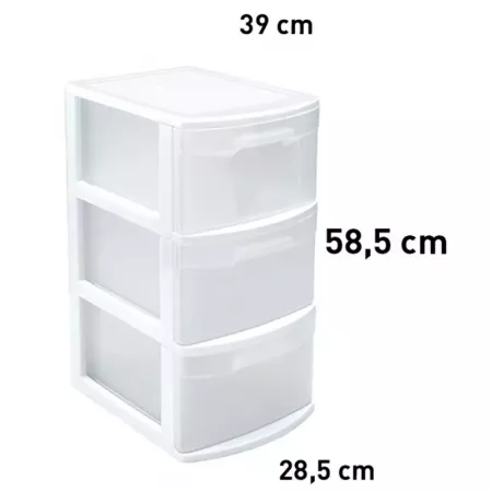 Cajonera Plástica 3 Cajones Resistente Blanca y Transparente Cajonera Plástica 3 Cajones Resistente Blanca y Transparente
