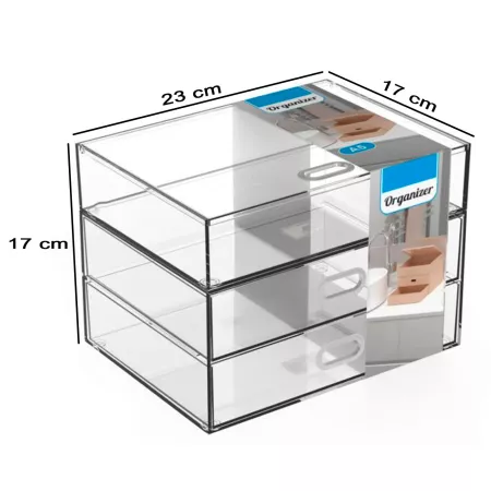 Mini Cajonera Transparente 3 Niveles para Cosméticos