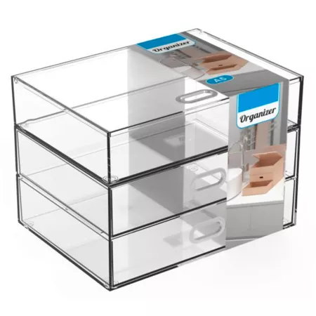 Mini Cajonera Transparente 3 Niveles para Cosméticos