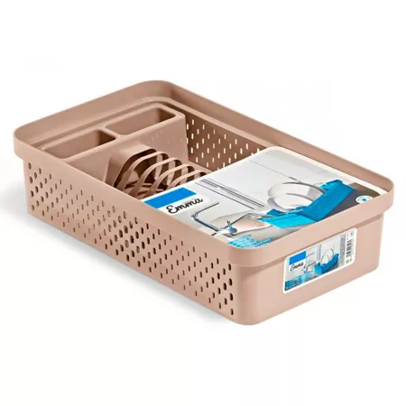 Escurreplatos plástico marrón arena resistente y fácil de limpiar