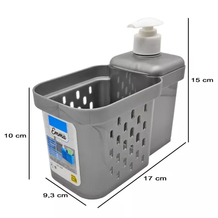 Estropajero con dispensador de jabón plástico plata fácil de limpiar