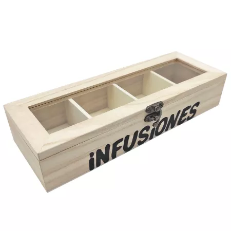 Caja de Madera Natural para Infusiones, Duradera y Elegante