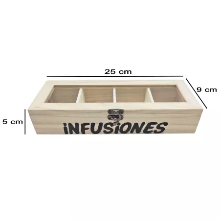 Caja de Madera Natural para Infusiones, Duradera y Elegante
