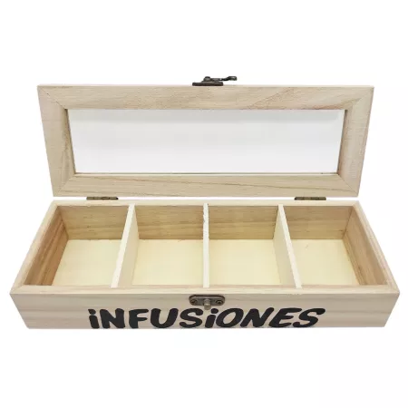 Caja de Madera Natural para Infusiones, Duradera y Elegante