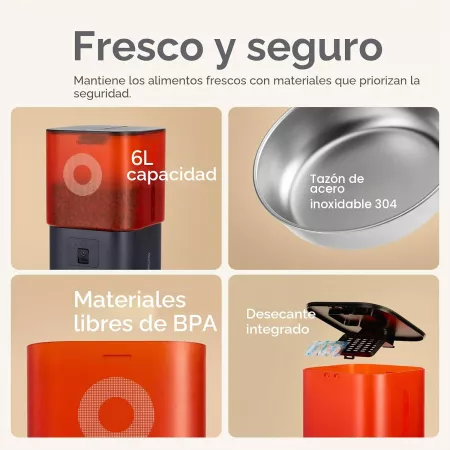 Comedero Automático 6L con Cámara WiFi para Gatos y Perros Blanco