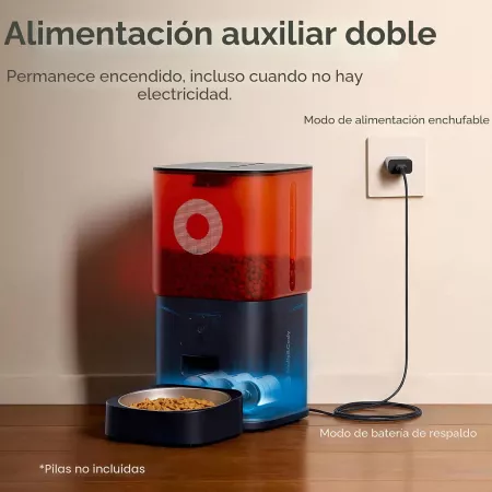 Comedero Automático 6L con Cámara WiFi para Gatos y Perros Blanco