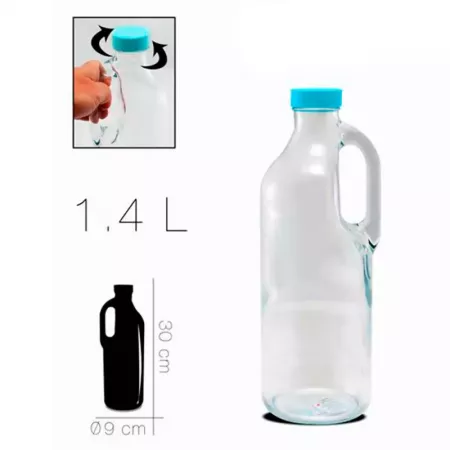 Botella de Cristal 1,4L con Asa y Tapa de Rosca - Seguro Botella de Cristal 1,4L con Asa y Tapa de Rosca - Seguro