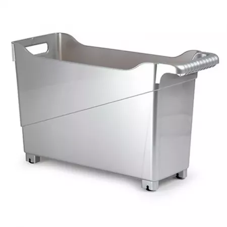 Cesta con ruedas resistente plata | Práctica para hogar y oficina Cesta con ruedas resistente plata | Práctica para hogar y oficina