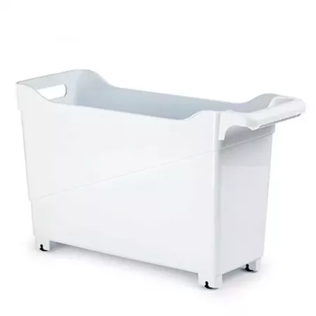 Cesta con ruedas 29x17x45 cm blanca, resistente y práctica Cesta con ruedas 29x17x45 cm blanca, resistente y práctica