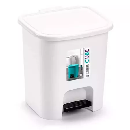 Papelera Pedal 7,5L Blanca con Cubo Extraíble - Made in Spain Papelera Pedal 7,5L Blanca con Cubo Extraíble - Made in Spain
