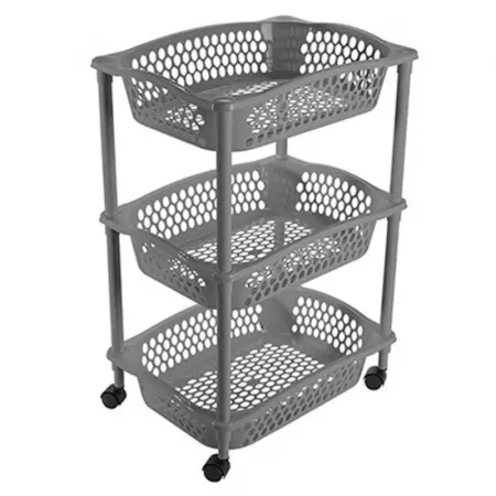 Carrito Verdulero 3 Cestas Gris con Ruedas - Resistente y Práctico Carrito Verdulero 3 Cestas Gris con Ruedas - Resistente y Práctico