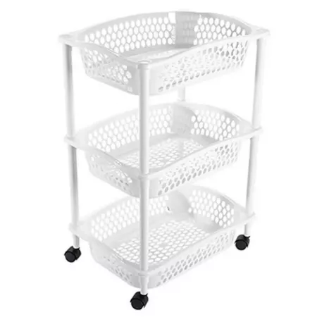 Carrito Verdulero Blanco 3 Estantes con Ruedas Resistente Carrito Verdulero Blanco 3 Estantes con Ruedas Resistente