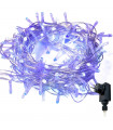 Tradineur - Tira de 300 luces LEDs a pilas - Apto para interiores - Función de luz fija e intermitente - 24 Metros - Color Azul
